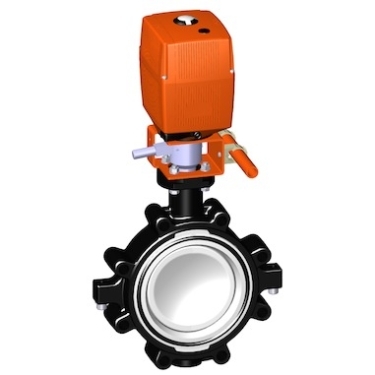 電動蝶閥，24V 帶手動手柄、+GF+電動蝶閥 電動塑料蝶閥